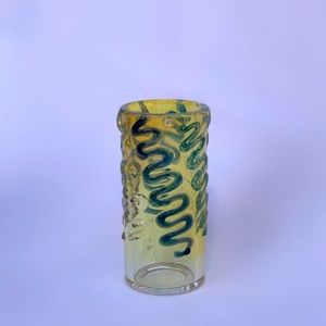 Small Unique Glass Green and Yellow Shot Glass